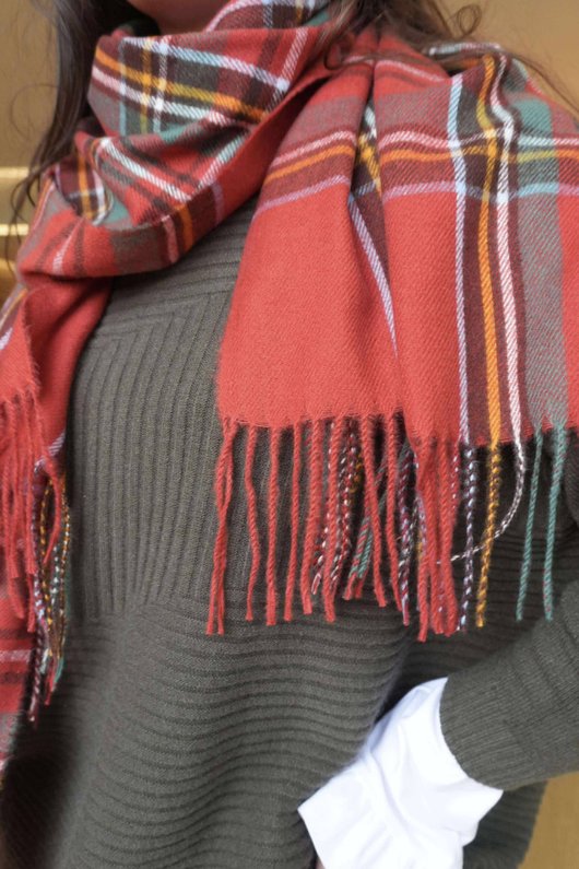 Mackenzie Plaid Blanket Scarf Red /20=